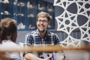 Studerande i Geologicum.